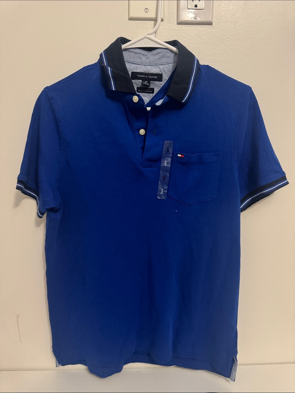 Tommy Hilfiger Royal Blue Men’s Polo with Contrast Black Collar